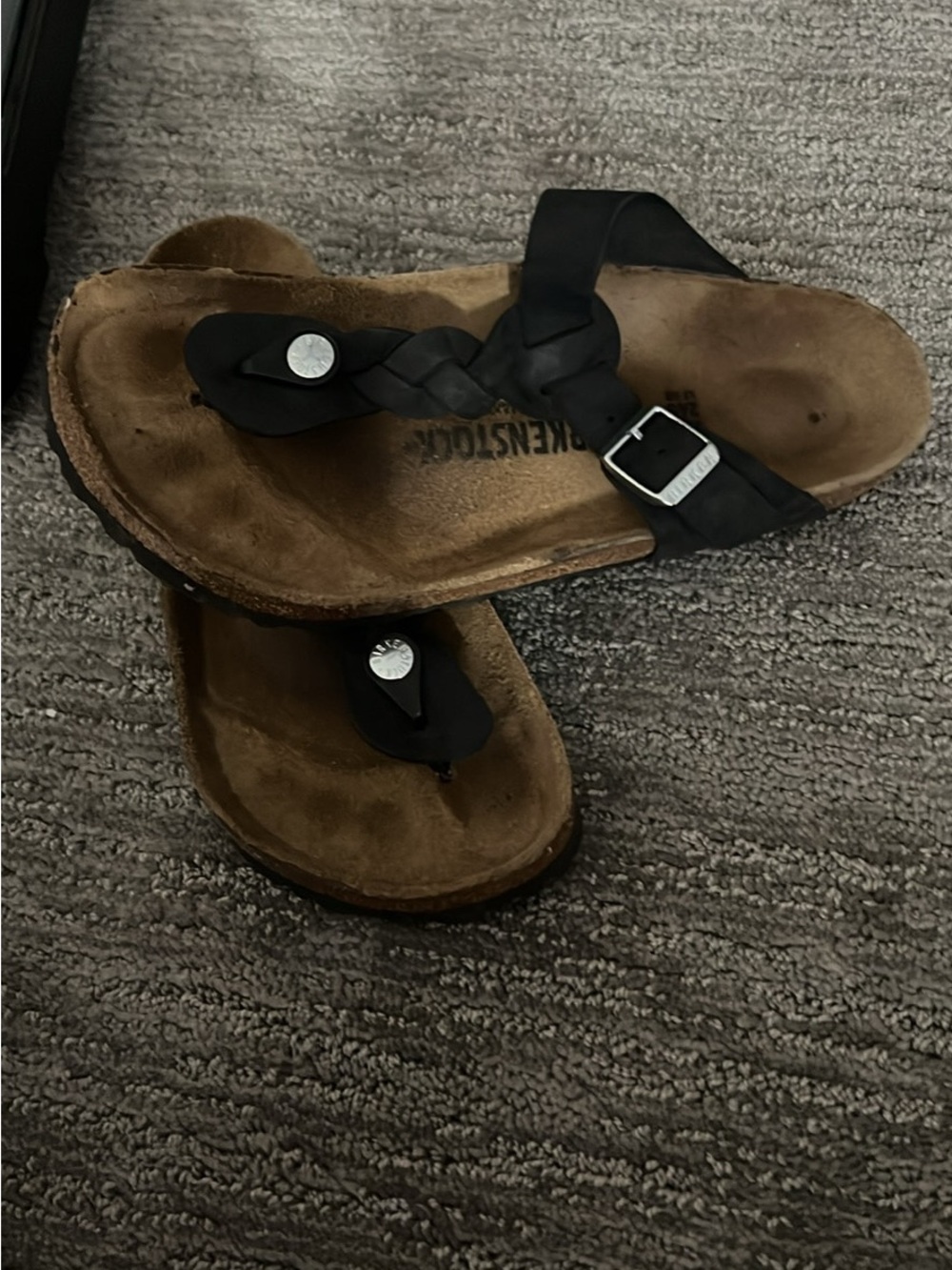 Birkenstock Black Braided Toe-Post Sandals